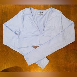 Garage Light Blue Long Sleeve Crop Top